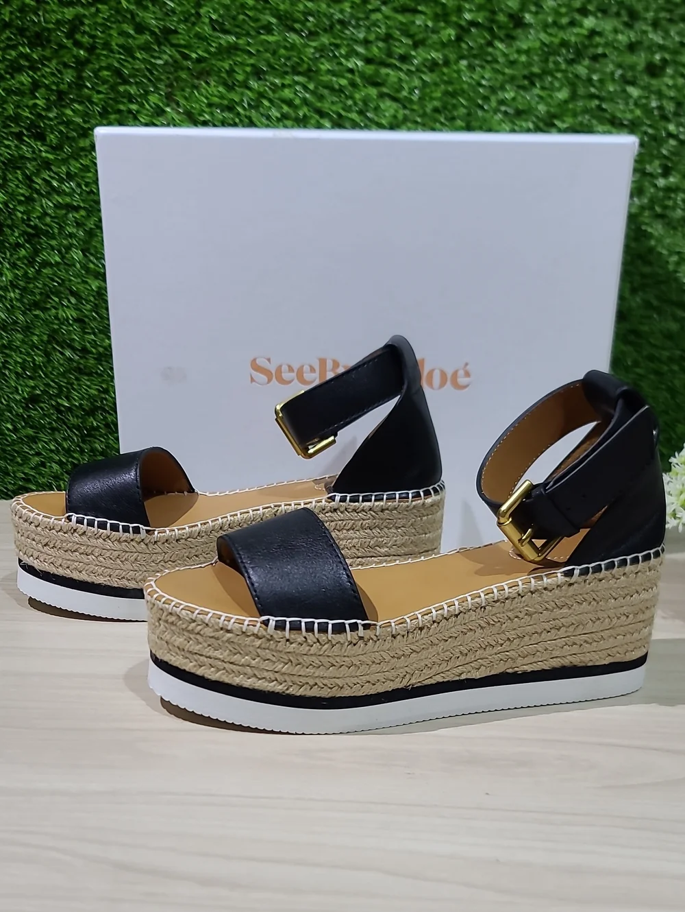 See By Chlo'e Glyn Espadrilles Sandals / Black US 37 (Women's 7) New